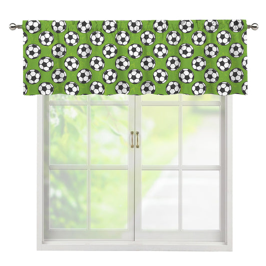 Green Soccer Ball Pattern Print Window Valance