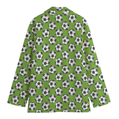 Green Soccer Ball Pattern Print Women's Blazer