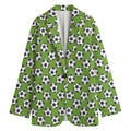 Green Soccer Ball Pattern Print Women's Cotton Blazer