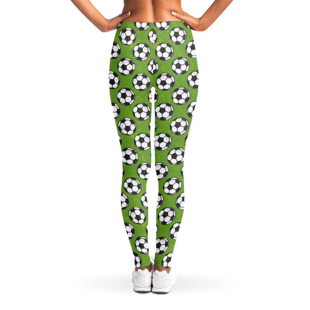 Green Soccer Ball Pattern Print Women's Leggings