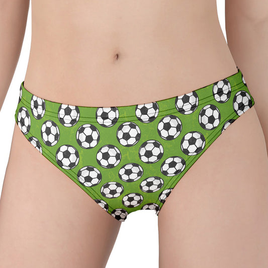 Green Soccer Ball Pattern Print Women's Panties