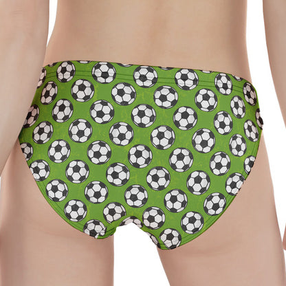 Green Soccer Ball Pattern Print Women's Panties
