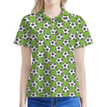 Green Soccer Ball Pattern Print Women's Polo Shirt