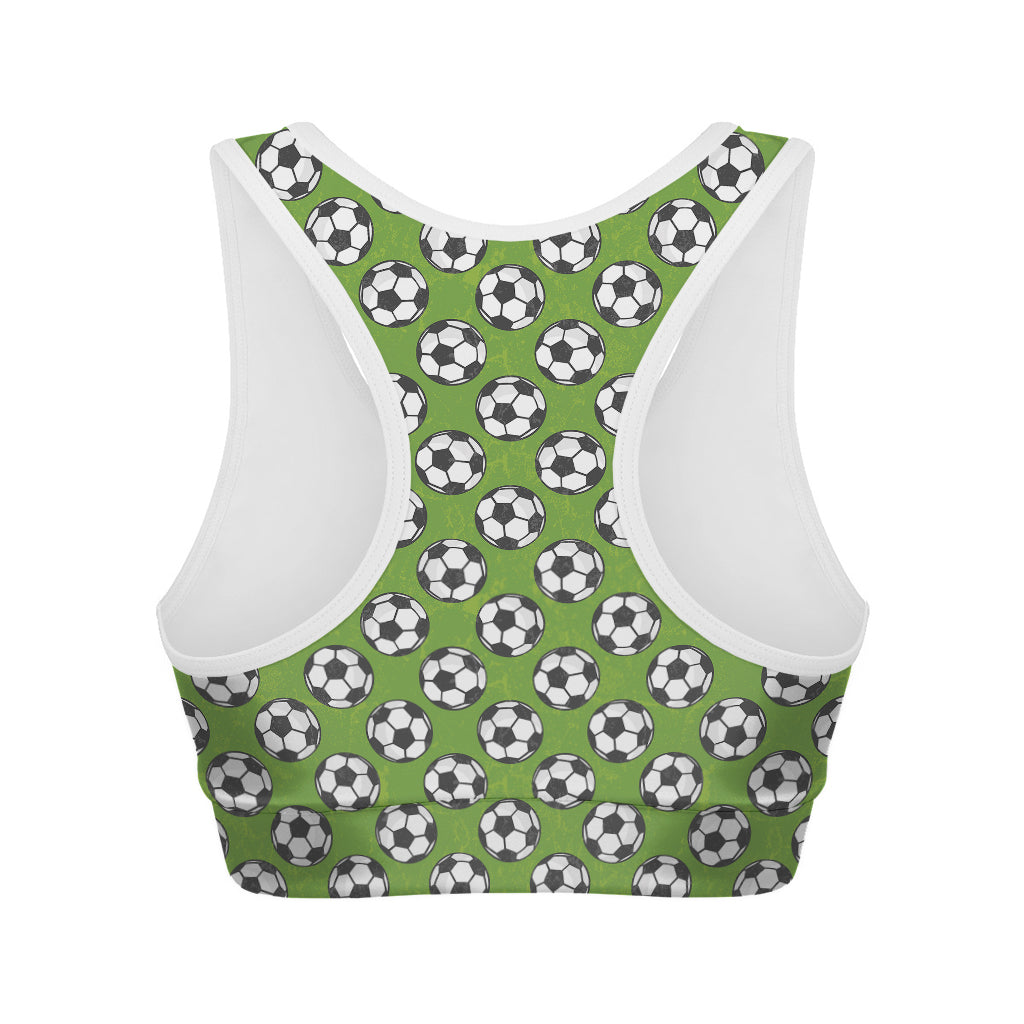 Green Soccer Ball Pattern Print Women's Sports Bra
