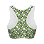 Green Soccer Ball Pattern Print Women's Sports Bra