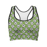 Green Soccer Ball Pattern Print Women's Sports Bra