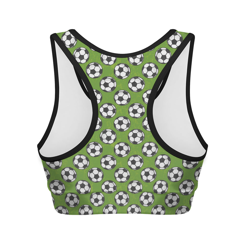 Green Soccer Ball Pattern Print Women's Sports Bra