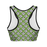 Green Soccer Ball Pattern Print Women's Sports Bra