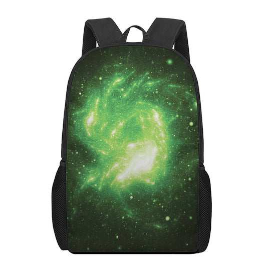 Green Sparkle Galaxy Print 17 Inch Backpack