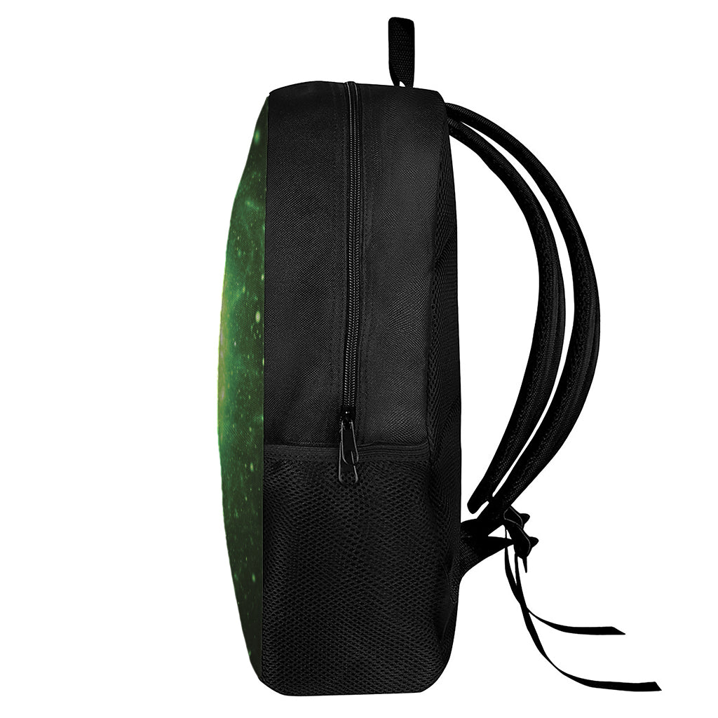 Green Sparkle Galaxy Print 17 Inch Backpack