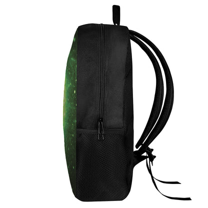 Green Sparkle Galaxy Print 17 Inch Backpack