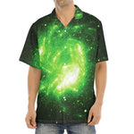 Green Sparkle Galaxy Print Aloha Shirt