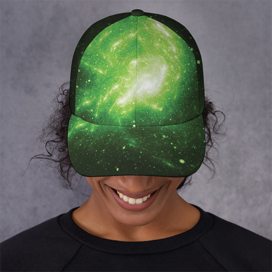 Green Sparkle Galaxy Print Baseball Cap