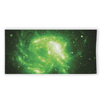 Green Sparkle Galaxy Print Beach Towel