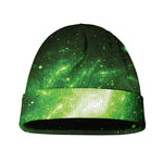 Green Sparkle Galaxy Print Beanie