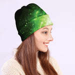 Green Sparkle Galaxy Print Beanie