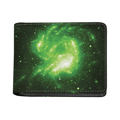 Green Sparkle Galaxy Print Bifold Wallet