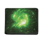 Green Sparkle Galaxy Print Bifold Wallet