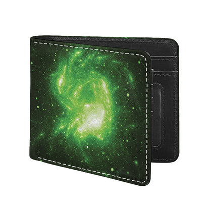 Green Sparkle Galaxy Print Bifold Wallet