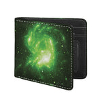 Green Sparkle Galaxy Print Bifold Wallet