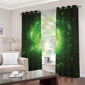 Green Sparkle Galaxy Print Dimout Grommet Curtains