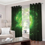 Green Sparkle Galaxy Print Blackout Grommet Curtains