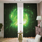 Green Sparkle Galaxy Print Blackout Pencil Pleat Curtains