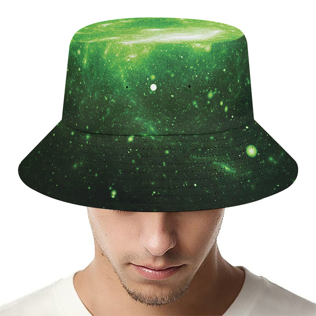 Green Sparkle Galaxy Print Bucket Hat