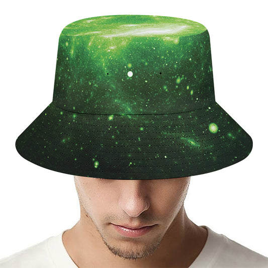 Green Sparkle Galaxy Print Bucket Hat