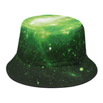 Green Sparkle Galaxy Print Bucket Hat