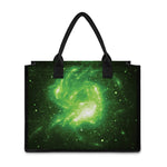 Green Sparkle Galaxy Print Canvas Tote Bag
