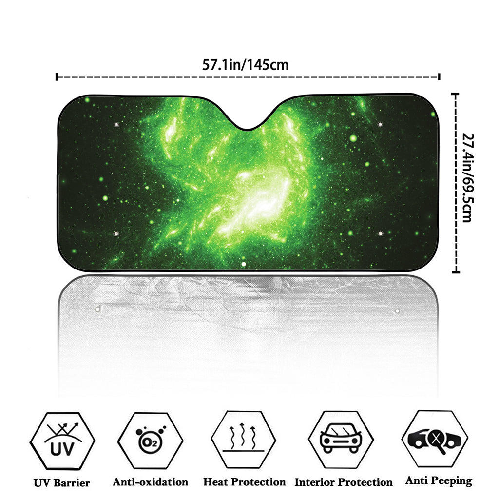 Green Sparkle Galaxy Print Car Windshield Sun Shade
