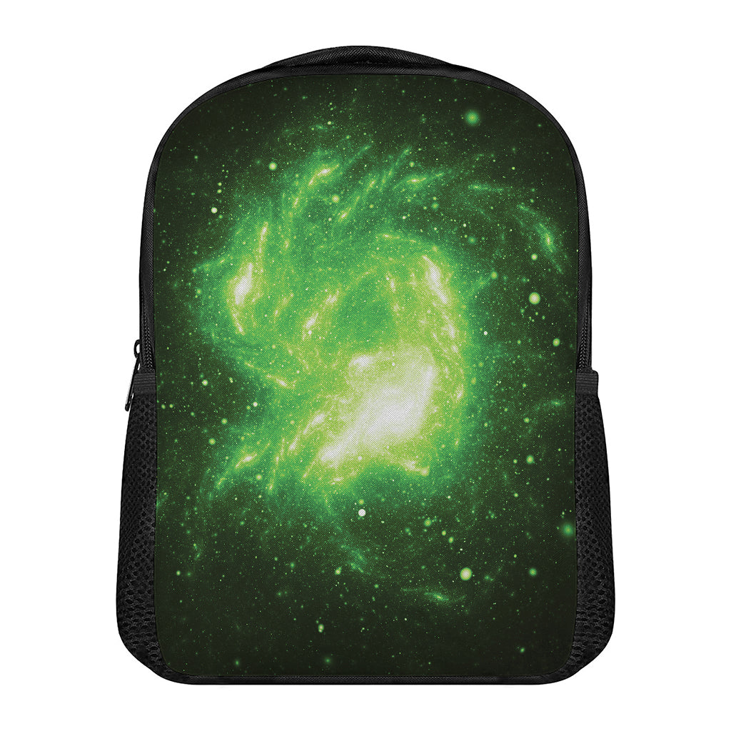 Green Sparkle Galaxy Print Casual Backpack