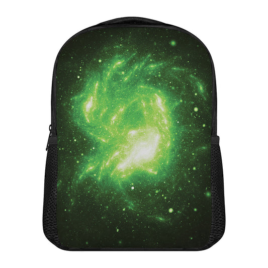 Green Sparkle Galaxy Print Casual Backpack