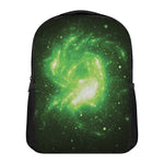 Green Sparkle Galaxy Print Casual Backpack