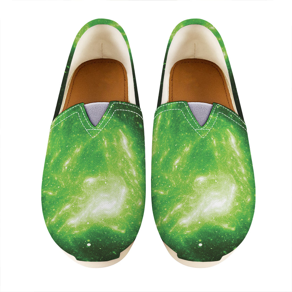 Green Sparkle Galaxy Print Casual Shoes