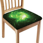 Green Sparkle Galaxy Print Chair Cushion Cover