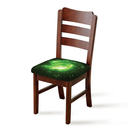 Green Sparkle Galaxy Print Chair Cushion Cover