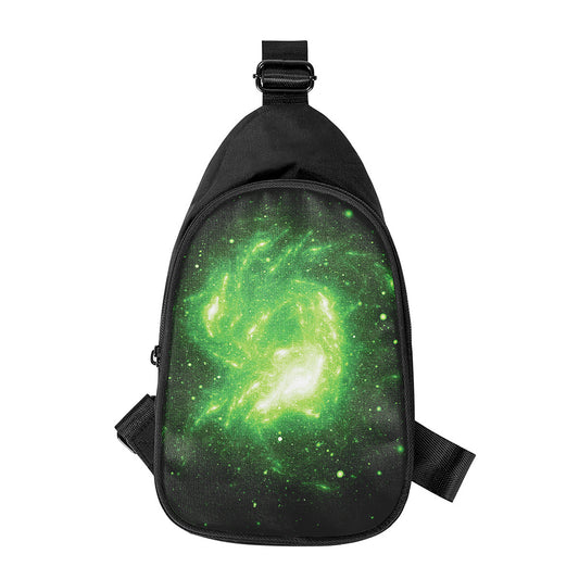 Green Sparkle Galaxy Print Chest Bag