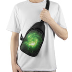 Green Sparkle Galaxy Print Chest Bag