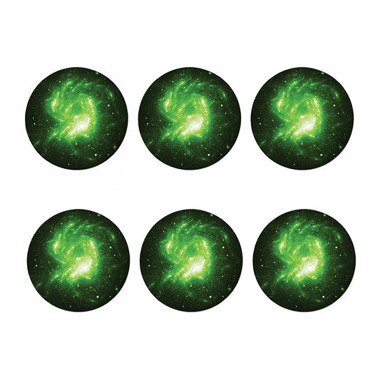 Green Sparkle Galaxy Print Coaster Set