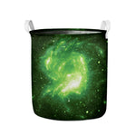 Green Sparkle Galaxy Print Collapsible Laundry Basket