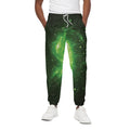 Green Sparkle Galaxy Print Cotton Sweatpants