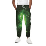 Green Sparkle Galaxy Print Cotton Pants