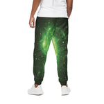 Green Sparkle Galaxy Print Cotton Pants