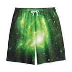 Green Sparkle Galaxy Print Cotton Shorts