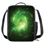 Green Sparkle Galaxy Print Crossbody Lunch Bag