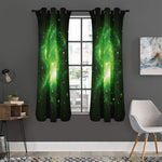 Green Sparkle Galaxy Print Curtain