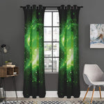 Green Sparkle Galaxy Print Curtain