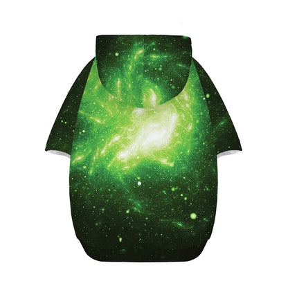 Green Sparkle Galaxy Print Dog Zip Up Hoodie